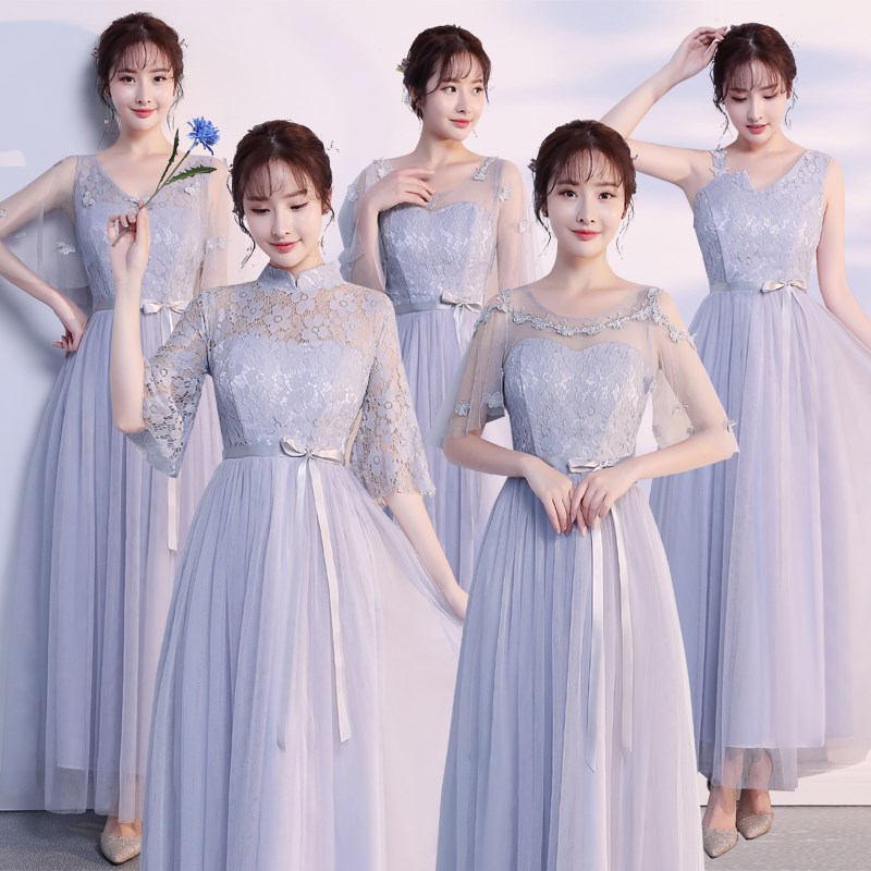 Bridesmaid dress long section 2018 new pattern Sleeve Sister skirt Host graduation Tuxedo Show thin Costume Dressin the Women's clothing/Boutique , Wedding/Cheongsam/Formal dress , Formal dress/Evening category - from Buy2taobao.com to provide professional Taobao agent buy service