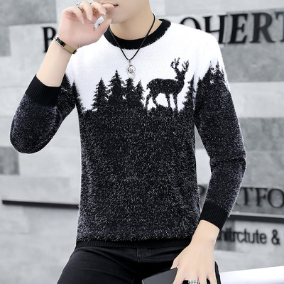 毛衣男装打底衫外套毛衫线衣秋冬保暖加绒加厚潮流2019新款上衣服