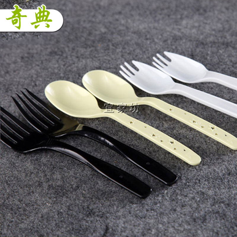 黑色一次性塑料勺子 蛋糕叉沙拉勺 甜品奶昔勺 单支包装|ruв категории посуда, посуда, Западная вилка - от Buy2taobao.com для оказания профессиональной услуги покупки агента Taobao
