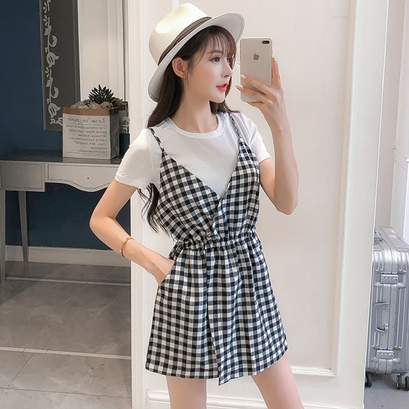 Broad leg trousers student Korean Edition Casual pants lattice Easy camisole Jumpsuits shorts suit Two piece setin the Women's clothing/Boutique , Pants , Casual pants category - from Buy2taobao.com to provide professional Taobao agent buy service