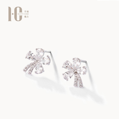 幸福魔方花蝶耳钉女设计感小众耳环气质韩国个性简约好搭耳饰