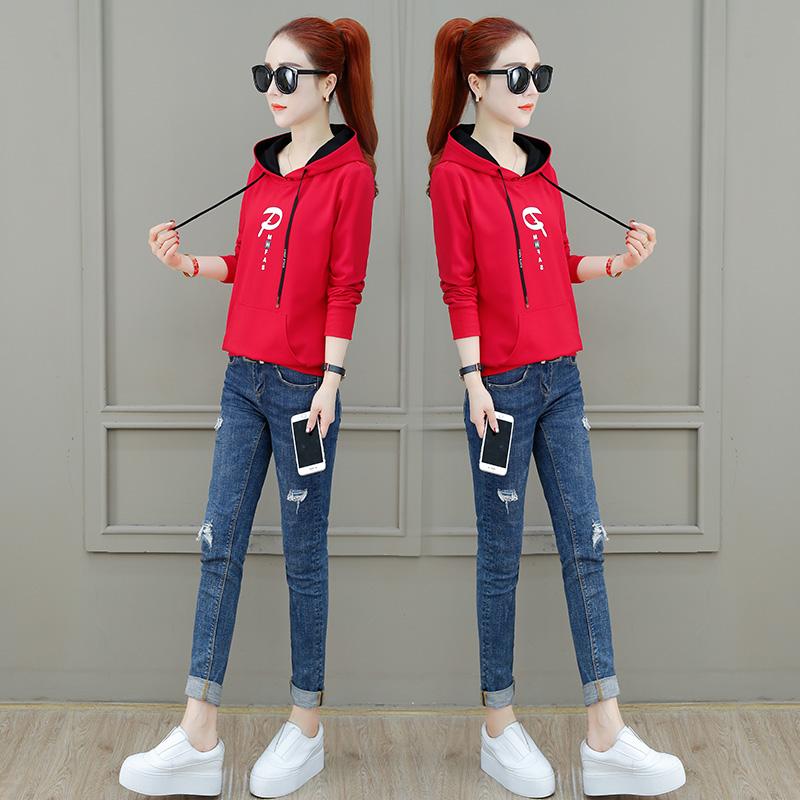 High grade positive brand 2019 Spring new pattern Hooded Sweater fashion Socket have cash less than that is registered in the accounts coat Korean Edition student Versatilein the Women's clothing/Boutique , Set/Student uniforms/Work uniforms , Leisure sports suit category - from Buy2taobao.com to provide professional Taobao agent buy service
