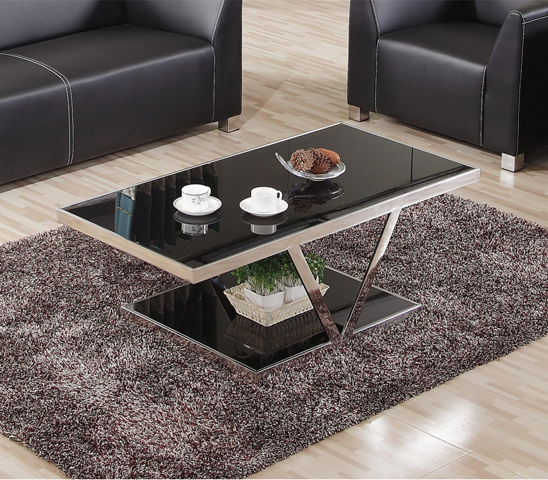 modern Office Stainless steel double-deck tea table black Toughened glass tea table rectangle Front tea table Small apartmentin the Business/Office Furniture , Office Furniture , Parlor sofa/Tea table , Tea table category - from Buy2taobao.com to provide professional Taobao agent buy service