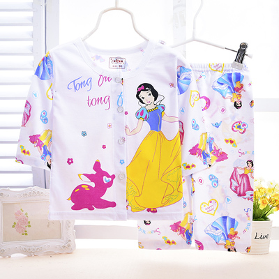 夏季儿童空调服纯棉小孩幼儿宝宝睡衣套装男童女童家居服薄款开衫