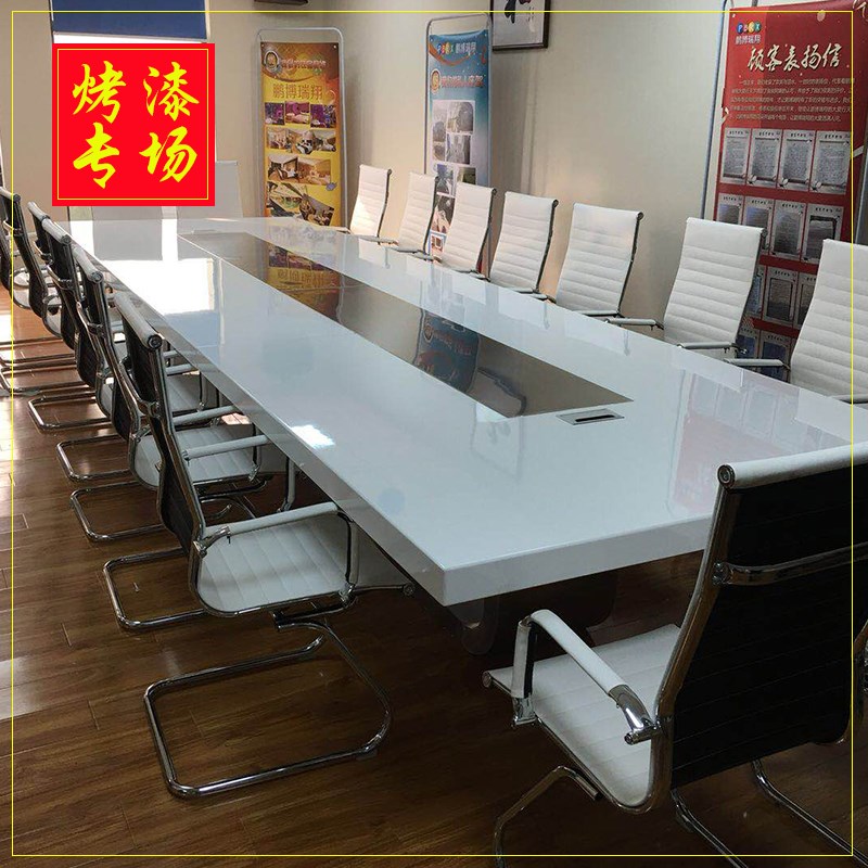大型烤漆会议桌长桌 培训室条形白色办公桌 简约现代实木洽谈桌椅|msdalam kategori Perniagaan/perabot pejabat, perabot pejabat, meja, meja persidangan - dari Buy2taobao.com untuk memberikan perkhidmatan ejen Taobao profesional membeli