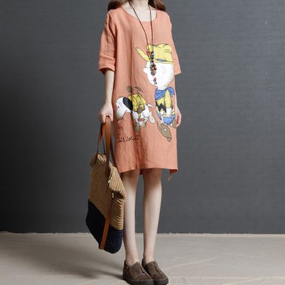 孕妇装2019夏装新款宽松孕妇裙时尚卡通动漫棉麻短袖孕妇连衣裙在类目 孕妇装/孕产妇用品/营养, 孕妇装, 连衣裙中 - 来自Buy2taobao.com提供专业的淘宝代购服务