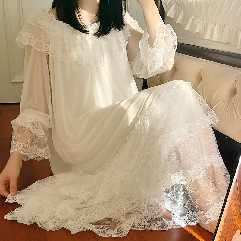 歌瑞爾內酷旗艦店日系甜美莫代爾網紗睡裙睡衣女秋公主純棉睡裙複在類目 女士內衣/男士內衣/家居服, 睡裙中 - 來自Buy2taobao.com提供專業的淘寶代購服務