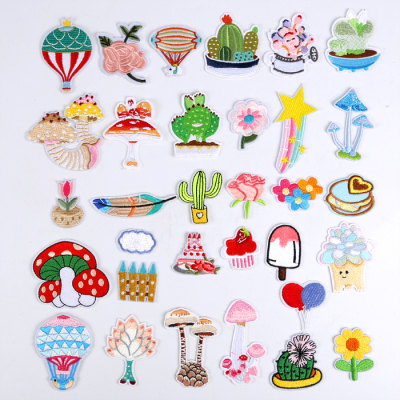 儿童衣服装饰刺绣花布贴补丁贴花可爱植物花朵熨烫牛仔裤子修补洞