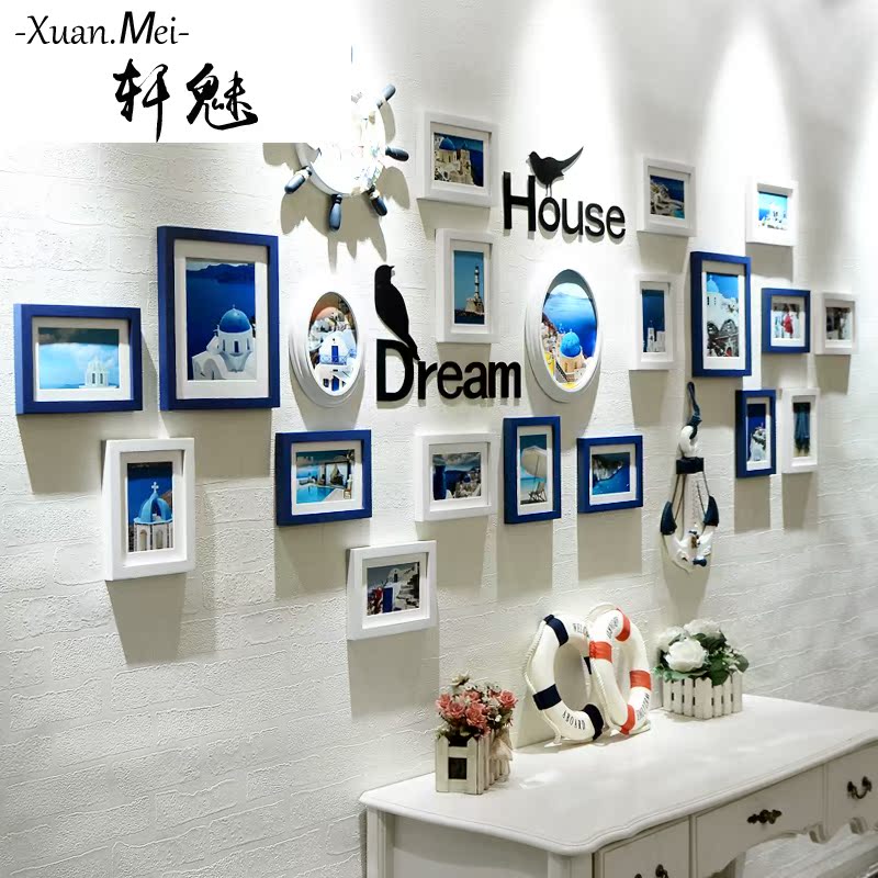 solid wood Mediterranean Sea Photo wall 20 originality Rudder Wall hanging Photo frame combination Living room decor Photo wallin the Home accessories , Photo/Photo Wall , Photo Wall category - from Buy2taobao.com to provide professional Taobao agent buy service