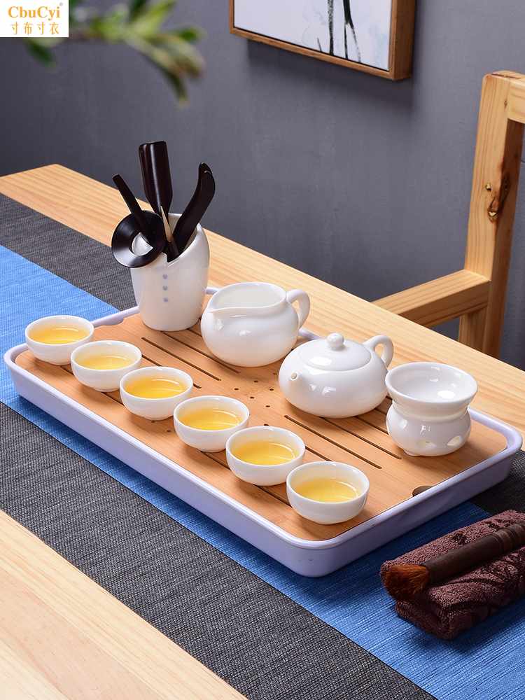 日式茶具套装德化白瓷功夫茶具整套茶壶茶杯盖碗简约家用现代茶盘在类目 餐饮具, 茶具, 功夫茶具中 - 来自Buy2taobao.com提供专业的淘宝代购服务