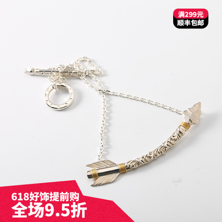 偶屿旋鸟系列925银饰凸唐草绕金丝箭 手工复古时尚细太角原创项链|msdalam kategori Aksesori/Barang Kemas Fesyen, kalung - dari Buy2taobao.com untuk memberikan perkhidmatan ejen Taobao profesional membeli
