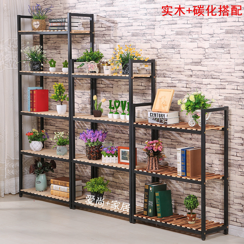 简易实木花架铁艺多层绿萝多肉架阳台碳化防腐落地式置物架在类目 住宅家具, 架类, 花架/花几中 - 来自Buy2taobao.com提供专业的淘宝代购服务