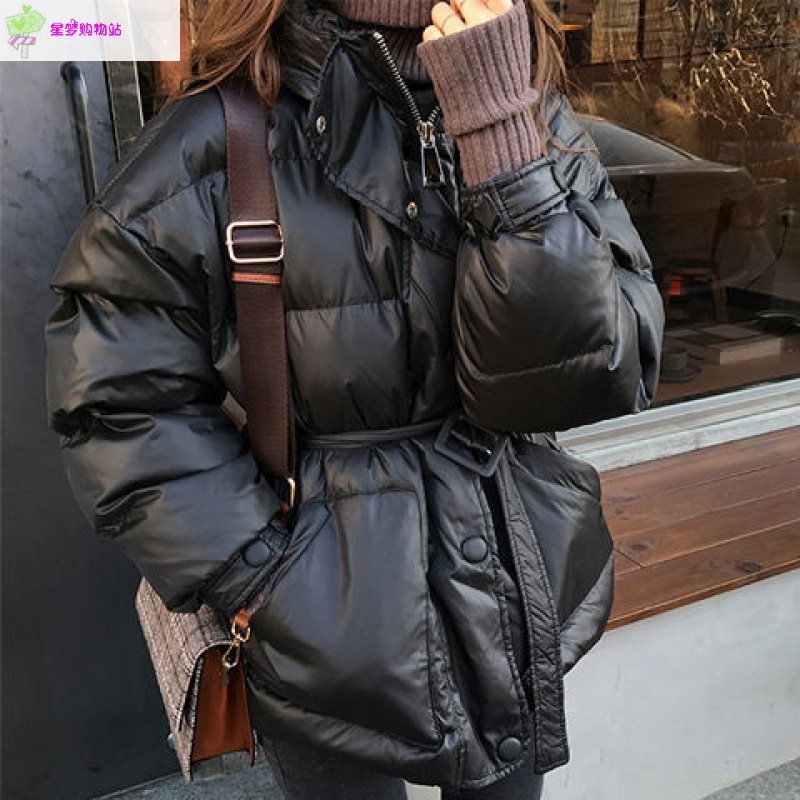 新款经典黑韩版学院风连帽收腰绑带面包服宽松前短后长棉服潮女冬在类目 女装/女士精品, 棉衣/棉服中 - 来自Buy2taobao.com提供专业的淘宝代购服务