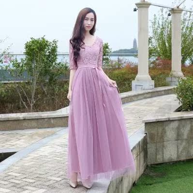 伴娘礼服女2018新款韩版显瘦长款姐妹团年会合唱演出活动连衣裙子|ruв категории Женская одежда, Cвадебные платья, платье/вечернее платье - от Buy2taobao.com для оказания профессиональной услуги покупки агента Taobao
