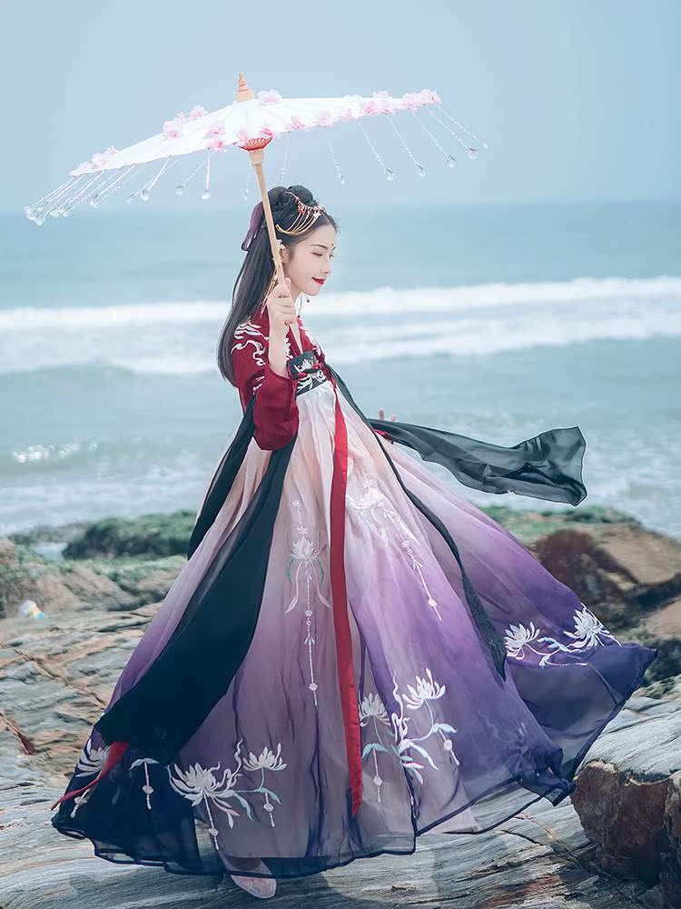 汉服女星空渐变传统汉服女装重工刺绣齐胸襦裙渐变大摆裙|ruв категории Женская одежда, костюм/национальная одежда/театр костюм, национальная одежда/этап погрузки - от Buy2taobao.com для оказания профессиональной услуги покупки агента Taobao