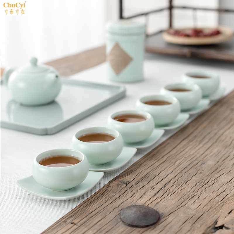 陶瓷汝窑日式简约现代功夫茶具套装家用茶壶盖碗茶杯办公室礼盒装在类目 餐饮具, 茶具, 功夫茶具中 - 来自Buy2taobao.com提供专业的淘宝代购服务