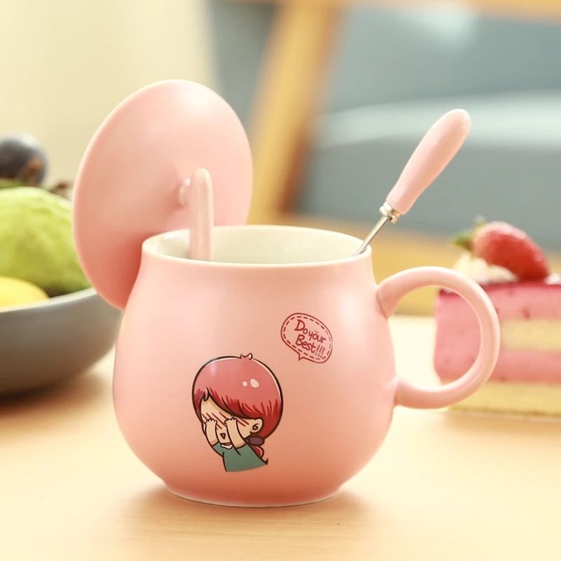 ins创意杯子陶瓷水杯马克杯网红比心咖啡杯带盖勺情侣款恋爱对杯|ruв категории посуда, кофе, кофе - от Buy2taobao.com для оказания профессиональной услуги покупки агента Taobao
