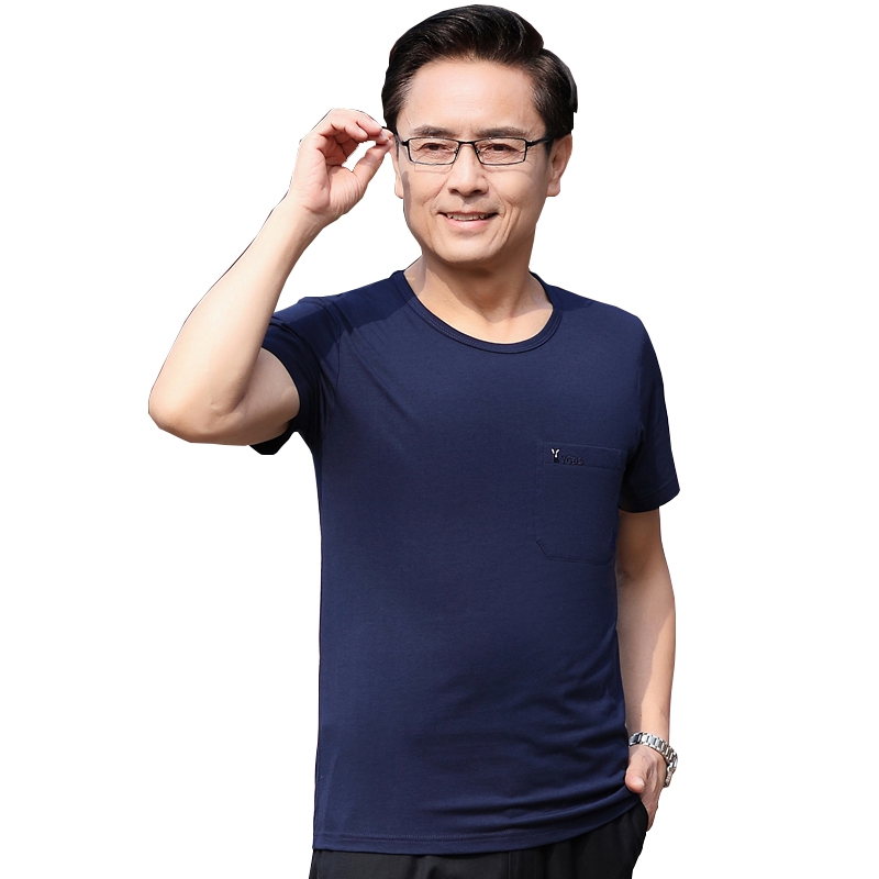 夏天爸爸纯棉短袖t恤中年男士体恤衫中老年人40-50岁爷爷上衣夏装|ruв категории Мужская одежда, футболка - от Buy2taobao.com для оказания профессиональной услуги покупки агента Taobao