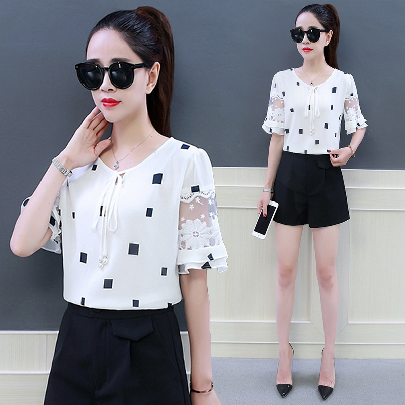 Short sleeved Chiffon shirt 2019 Summer wear new pattern half sleeve Base coat Easy Show thin jacketin the Women's clothing/Boutique , Sweaters category - from Buy2taobao.com to provide professional Taobao agent buy service