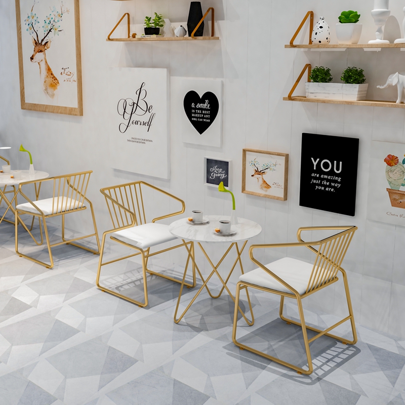 Tea shop Café Tables and chairs combination Northern Europe Net Red Dessert Tables and chairs Simple, fresh leisure time Small round table Dining chairin the Business/Office Furniture , Dining/Baking furniture , Dining table and chairs category - from Buy2taobao.com to provide professional Taobao agent buy service