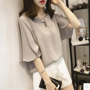 Chiffon shirt Short sleeved 2018 Spring and summer new pattern Big size dress MM Blouse Add fertilizer enlarge T-shirt 200 Jinin the Women's clothing/Boutique , Large size women category - from Buy2taobao.com to provide professional Taobao agent buy service