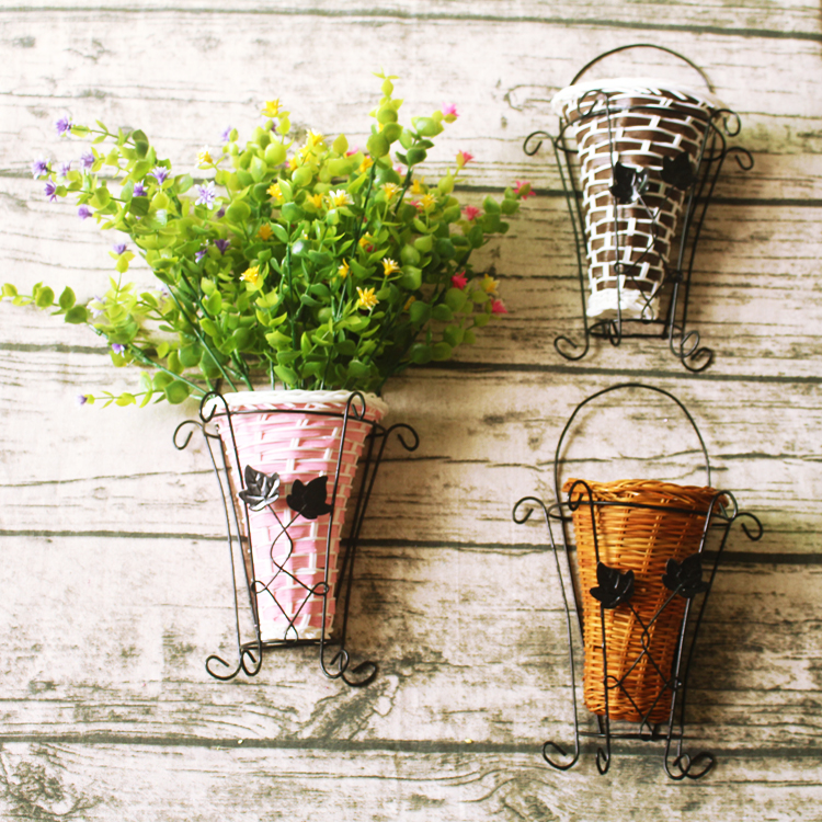 Silk flowers flower arrangement Dedicated Floral organ Iron art Side weave Wall Hanging vase Hanging Floret Basketin the Home accessories , Vase/Flower/Artificial flowers/Imitation jewelry , Flower/Vase , Baskets category - from Buy2taobao.com to provide professional Taobao agent buy service