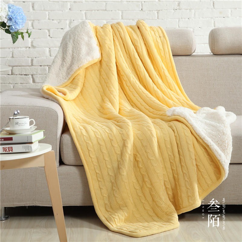 「叁陌」全棉麻花毯针织毛线菱形毯子午睡毛毯方格盖毯沙发休闲毯在类目 床上用品, 休闲毯/毛毯/绒毯中 - 来自Buy2taobao.com提供专业的淘宝代购服务