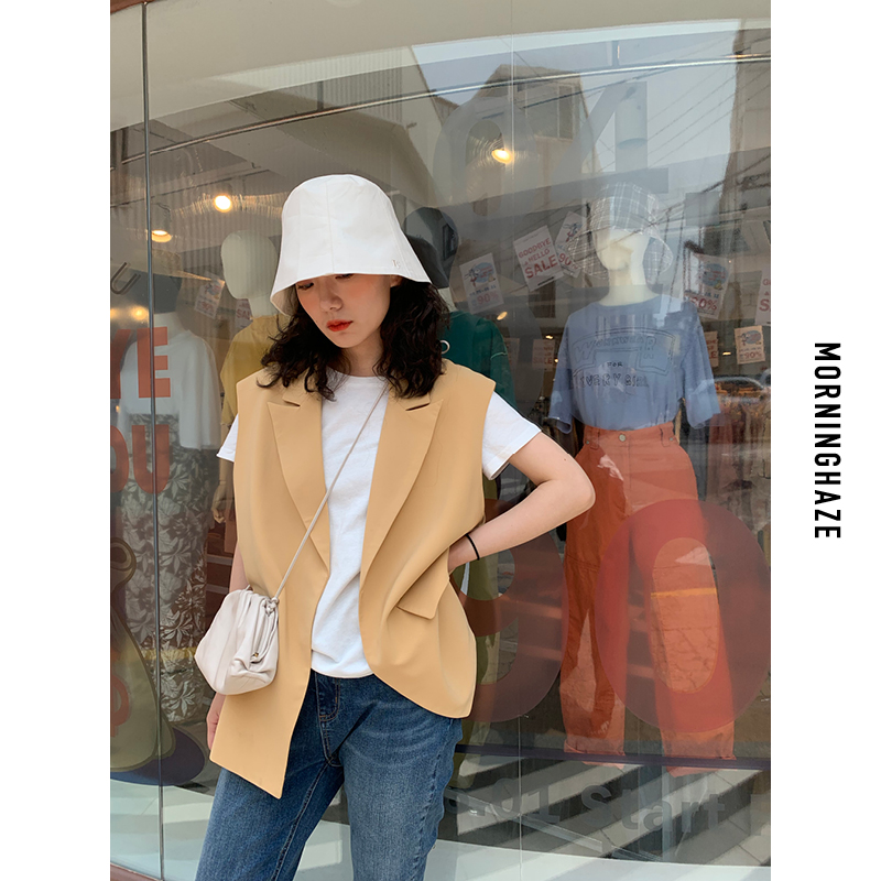 MorningHaze 19SS/时髦百搭 廓形无袖休闲西装马甲女|msdalam kategori Butik wanita / wanita, saman - dari Buy2taobao.com untuk memberikan perkhidmatan ejen Taobao profesional membeli