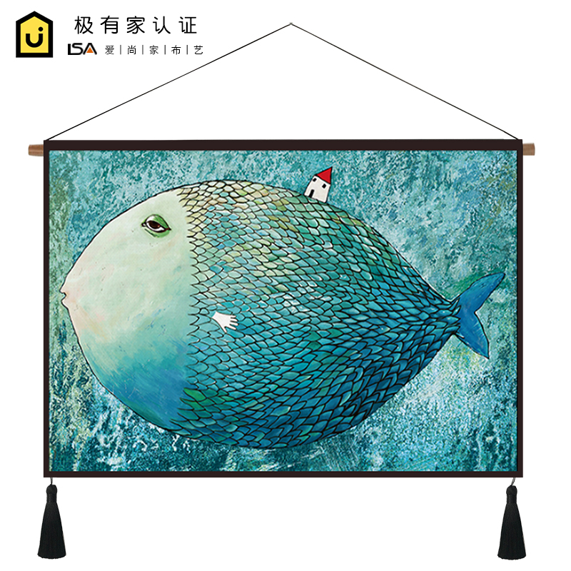 北欧鱼ins挂画布艺棉麻挂毯卧室床头背景墙布壁毯电表箱遮挡画|msdalam kategori rumah Fabrik, Tapestry/Tapestry - dari Buy2taobao.com untuk memberikan perkhidmatan ejen Taobao profesional membeli