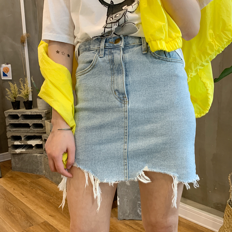 Hamo the republic of korea East Agency purchase 19 new pattern Flash Irregular Western style wathet Self cultivation cowboy Short skirtin the Women's clothing/Boutique , Skirts category - from Buy2taobao.com to provide professional Taobao agent buy service