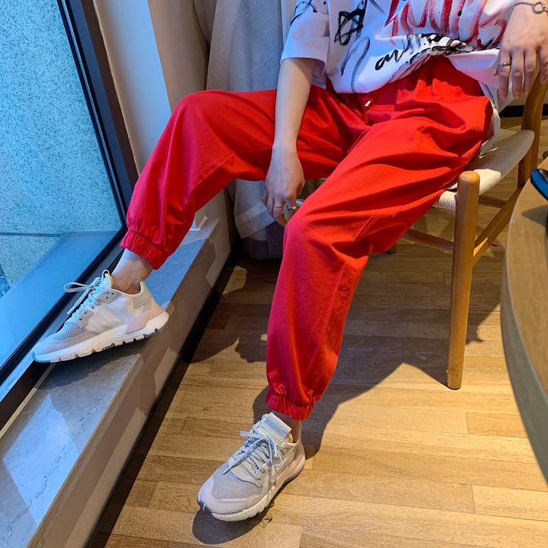 特Hamo韩国东大门19夏新款帅气百搭松紧收口裤脚宽松显瘦休闲裤女|ruв категории Женская одежда, брюки, брюки - от Buy2taobao.com для оказания профессиональной услуги покупки агента Taobao
