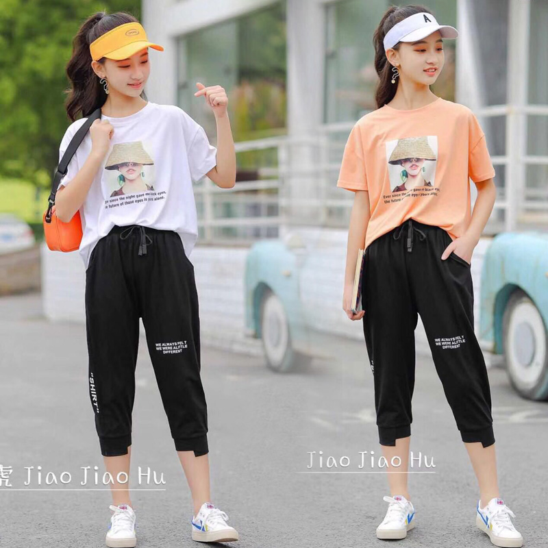 2019夏季新款骄骄虎女童装中大童韩版休闲运动套装纯棉显瘦潮8112|ruв категории Детская одежда, костюм - от Buy2taobao.com для оказания профессиональной услуги покупки агента Taobao