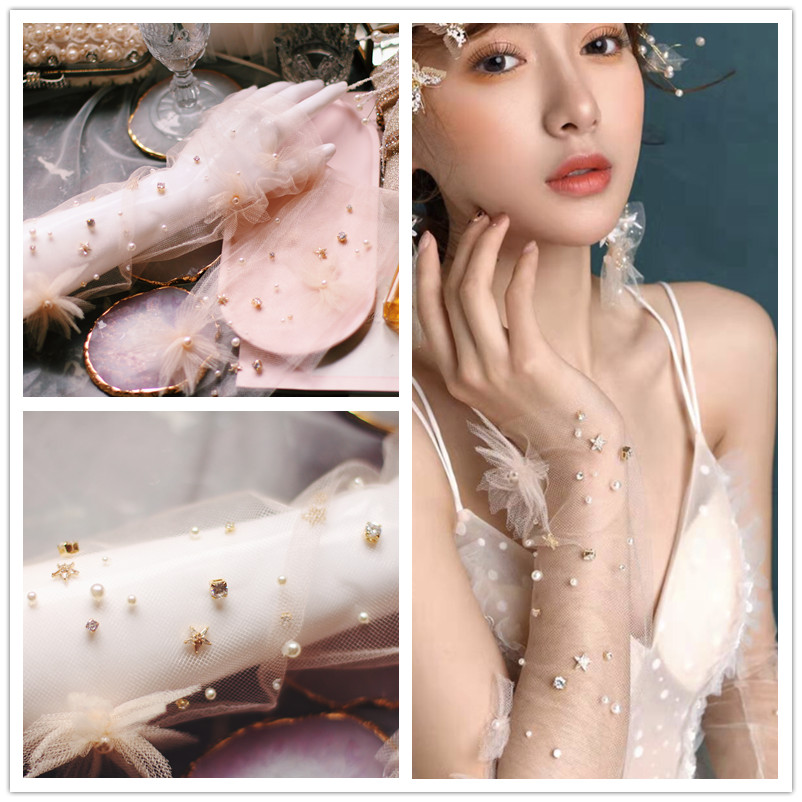 魔猫昭昭婚礼结婚婚纱蕾丝薄款新娘手套长款露指晚礼服手纱性感粉|msdalam kategori Aksesori/Belt kulit/Hat/Muffler, aksesori pakaian perkahwinan, sarung tangan perkahwinan - dari Buy2taobao.com untuk memberikan perkhidmatan ejen Taobao profesional membeli