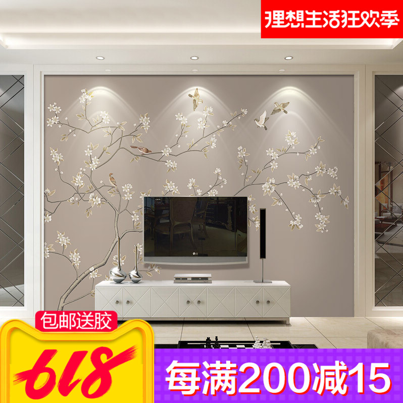 hotel Health Center television Background wall wallpaper modern Chinese style European style a living room bedroom Hand drawn Flower wallpaper Qiangbuin the Decoration main material , Wallpaper , Non-woven wallpaper category - from Buy2taobao.com to provide professional Taobao agent buy service