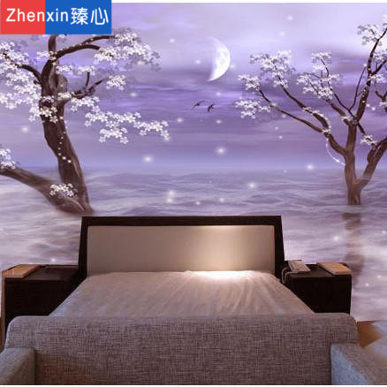 臻心家居现代简约壁纸日式风格背景墙纸壁画梦话樱花墙纸浪漫夜色在类目 家装主材, 墙纸, 无纺布墙纸中 - 来自Buy2taobao.com提供专业的淘宝代购服务