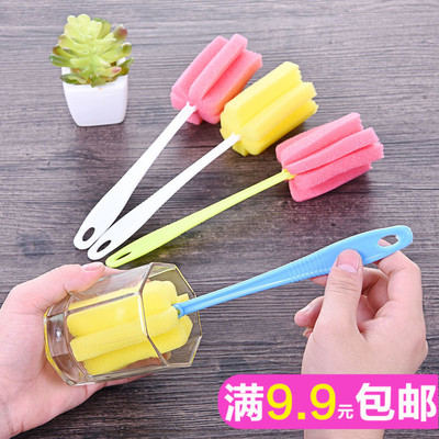 日式长柄强力去污杯刷清洗杯子海绵刷 保温杯奶瓶清洁刷长瓶刷子