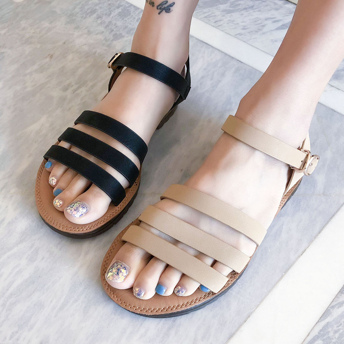 one word Buckle Sandals Flat heel 2019 summer Flat bottom non-slip Versatile pregnant woman Single shoes summer Net Red Women's Shoesin the Maternity/Maternal supplies/Nutrition , Maternal hat/Pregnant women socks/Women shoes , Women shoes category - from Buy2taobao.com to provide professional Taobao agent buy service