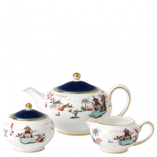 现货 礼盒装Wedgwood Blue Pagoda漫游仙境骨瓷茶壶糖奶礼盒装|msdalam kategori pinggan mangkuk, set teh, teko - dari Buy2taobao.com untuk memberikan perkhidmatan ejen Taobao profesional membeli