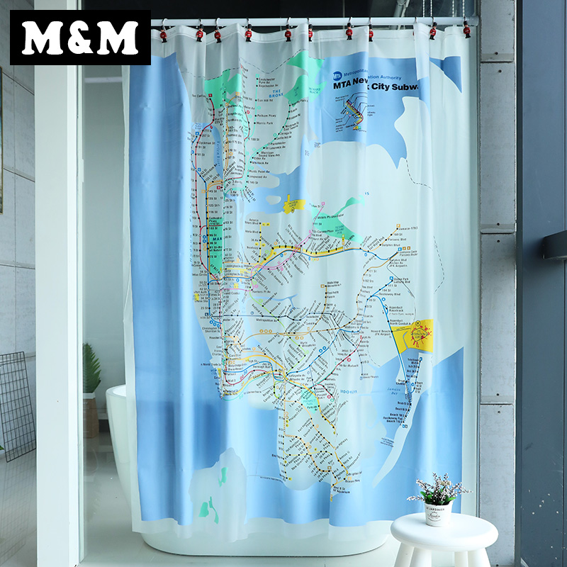 M默玛EVA防水防霉加厚浴帘创意浴室帘卫生间隔断帘淋浴帘纽约地铁|msdalam kategori keluarga/Alat Pembersihan peribadi, perkakas kebersihan/aksesori bilik mandi, Langsir pancuran - dari Buy2taobao.com untuk memberikan perkhidmatan ejen Taobao profesional membeli