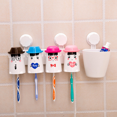 Cartoon happiness Home Wash and rinse suit Three Home Four Home Toothbrush holder Cups Wall hanging Storage rackin the Family/Personal Cleaning Tools , Sanitary appliances/Bathroom accessories , Toothbrush holder/Teeth bench category - from Buy2taobao.com to provide professional Taobao agent buy service