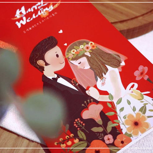 2018個性結婚喜帖人氣原創請柬 婚禮婚慶創意卡通可愛結慶請帖在類目 節慶用品/禮品, 請柬中 - 來自Buy2taobao.com提供專業的淘寶代購服務