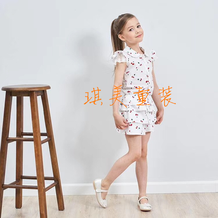 Academie Children's clothing girl Cherry T-shirts Flying sleeve Short sleeved Woven shirtin the Children/Baby/Family fitted , Shirt category - from Buy2taobao.com to provide professional Taobao agent buy service