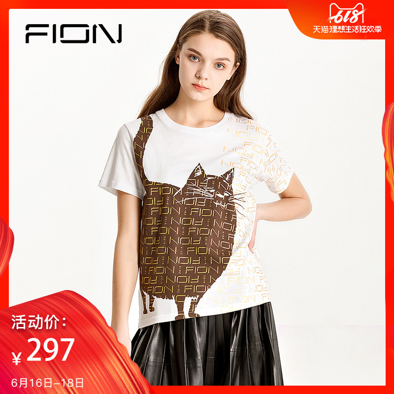 Fion/菲安妮爱宠大机密夏装 2019新款T恤女短款 宽松纯棉印花上衣在类目 女装/女士精品, T恤中 - 来自Buy2taobao.com提供专业的淘宝代购服务