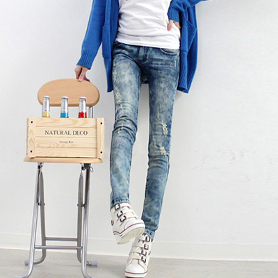 goods in stock!Loss clearance 2018 Korean Edition personality hole Jeans Straight pants 1003in the Women's clothing/Boutique , Jeans category - from Buy2taobao.com to provide professional Taobao agent buy service