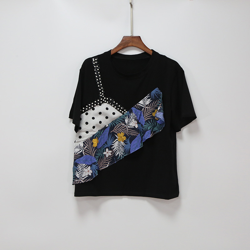 2019 new pattern The middle of the chest Mosaic Lotus Pearl 5852 45 M0198in the Women's clothing/Boutique , T-shirt category - from Buy2taobao.com to provide professional Taobao agent buy service