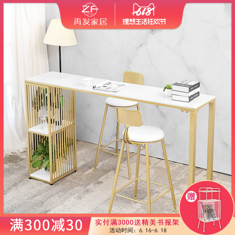 北欧大理石餐边柜现代简约简易吧台桌椅组合家用隔断铁艺长条桌子在类目 住宅家具, 案/台类, 吧台中 - 来自Buy2taobao.com提供专业的淘宝代购服务