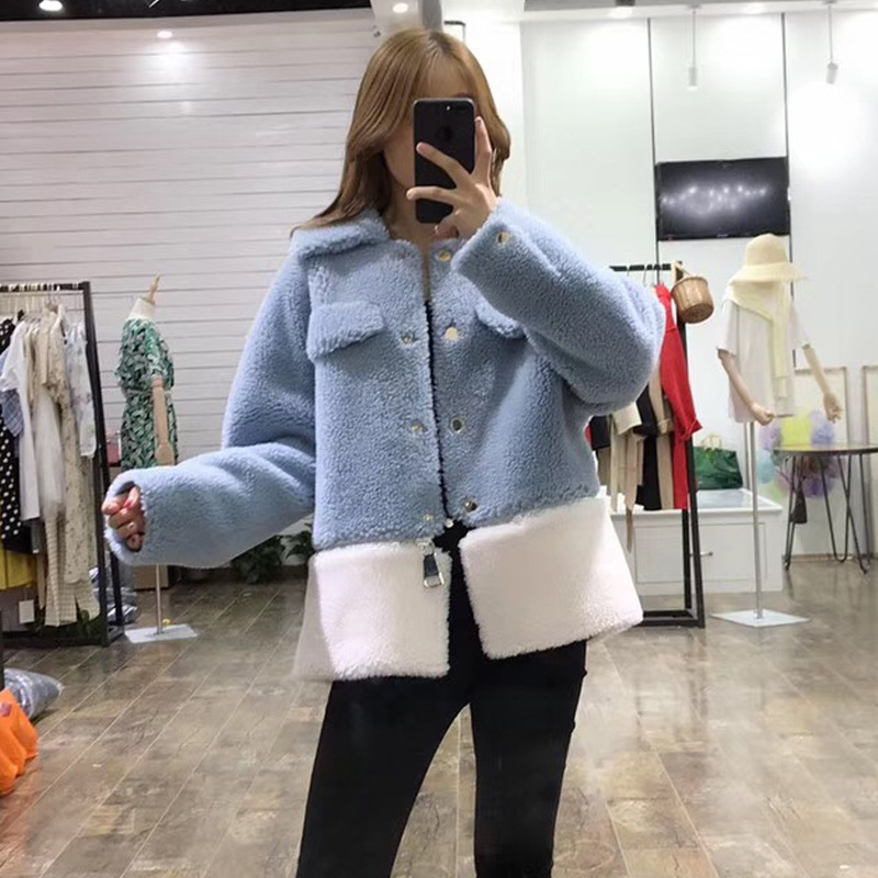 2019 Autumn and winter new pattern Haining leather and fur grain Sheep velvet overcoat Mid length version Mosaic Lambswool coatin the Women's clothing/Boutique , Fur category - from Buy2taobao.com to provide professional Taobao agent buy service