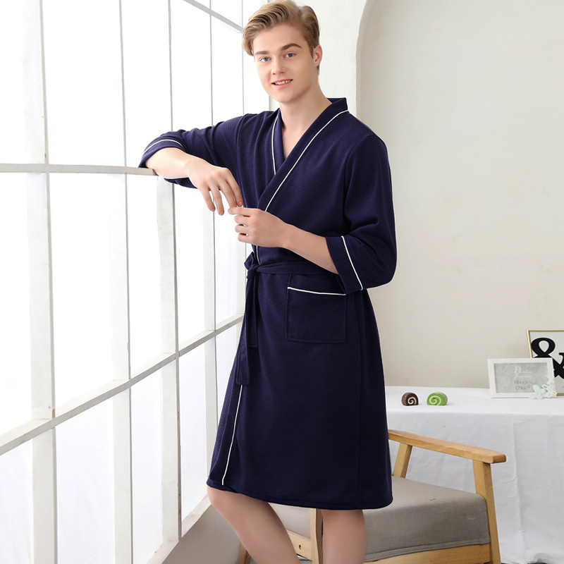 Four seasons Bathrobe summer Add fertilizer XL water uptake Waffle robe bathrobe man leisure time Korean Edition pajamasin the Lingerie/Men's underwear/Tracksuit , Nightwear/Bathrobes category - from Buy2taobao.com to provide professional Taobao agent buy service