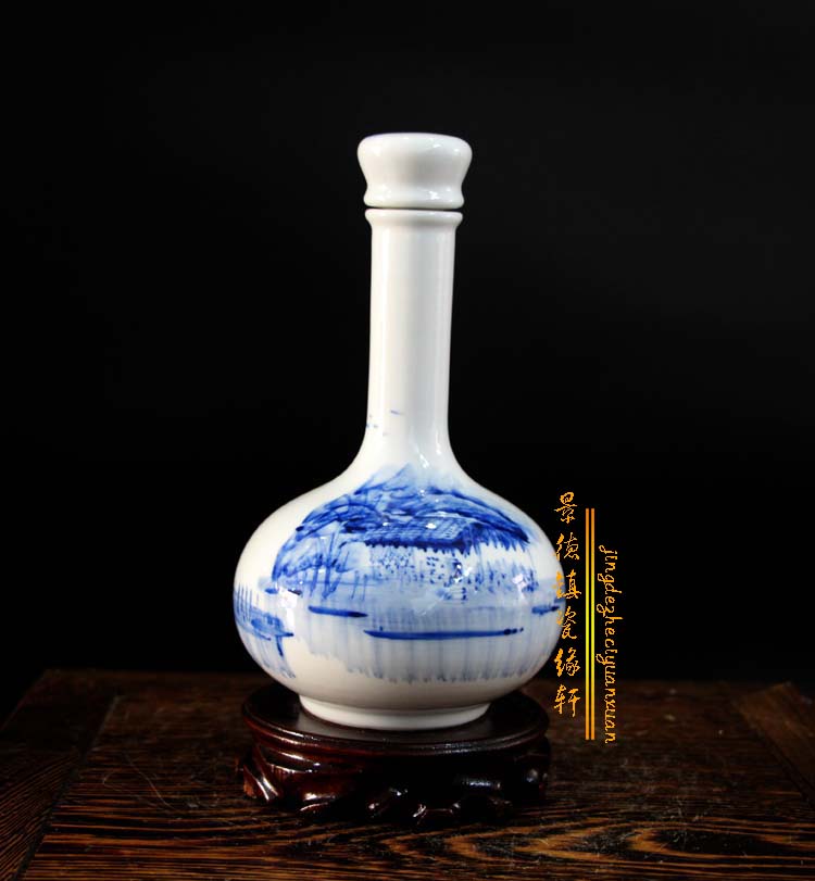 景德鎮陶瓷 手繪青花山水天球瓶1斤鎖扣白酒瓶泡酒壇酒具酒壺酒缸在類目 餐飲具, 酒壺/酒杯/酒具, 家用酒壺中 - 來自Buy2taobao.com提供專業的淘寶代購服務