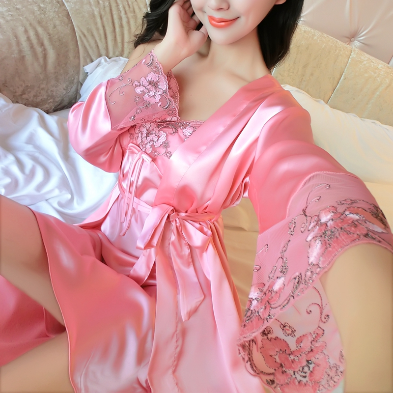 sexy pajamas camisole Nightdress Two piece set spring and autumn summer Thin section Lace Borneol Large robe suitin the Lingerie/Men's underwear/Tracksuit , Lingerie category - from Buy2taobao.com to provide professional Taobao agent buy service